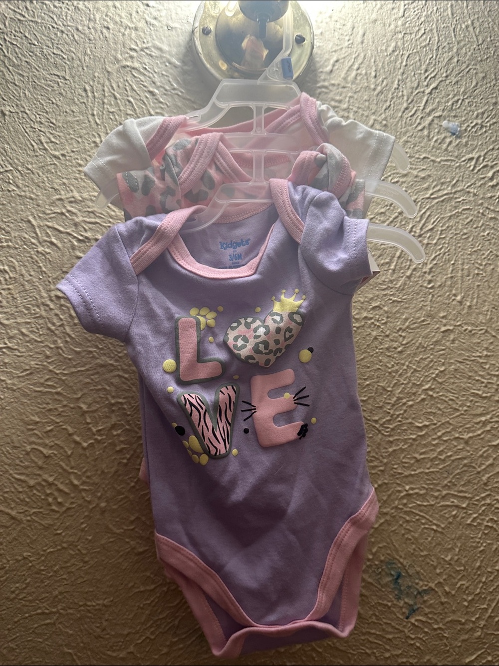 Baby Lavender and Pink 'LOVE'  3- Piece Bodysuit